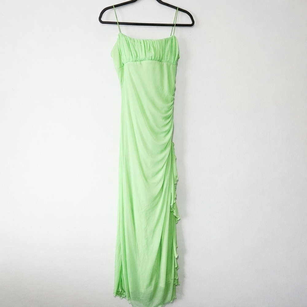 Vintage 90's Two Roads Ruffle Maxi Dress Size S Empire Waist Y2K Sheer